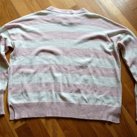 Vineyard Vines Palm Beach Pink White Striped Crewneck Sweater Sunshine - Picture 5 of 5